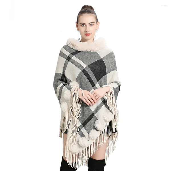 Écharpes femmes en cachemire se sentir plaid poncho dame fausse collier collier de pull-civer en automne