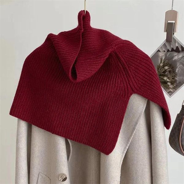 Bufandas ropa de mujer 2023 Otoño Invierno chal Casual Simple Color sólido bufanda térmica punto hombro capa suéter de cuello alto