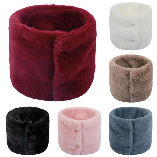 Bufandas Mujeres Moda Botón Invierno Sólido Anillo Cálido Bufanda Imitación Piel Diadema Collar Bandana Plus Terciopelo Snood