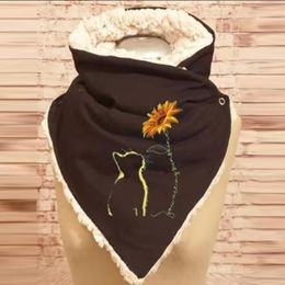 Sjaals vrouwen mode print sjaal multifunctionele sjaalknop plus fluweel dikker 2023 winter l3