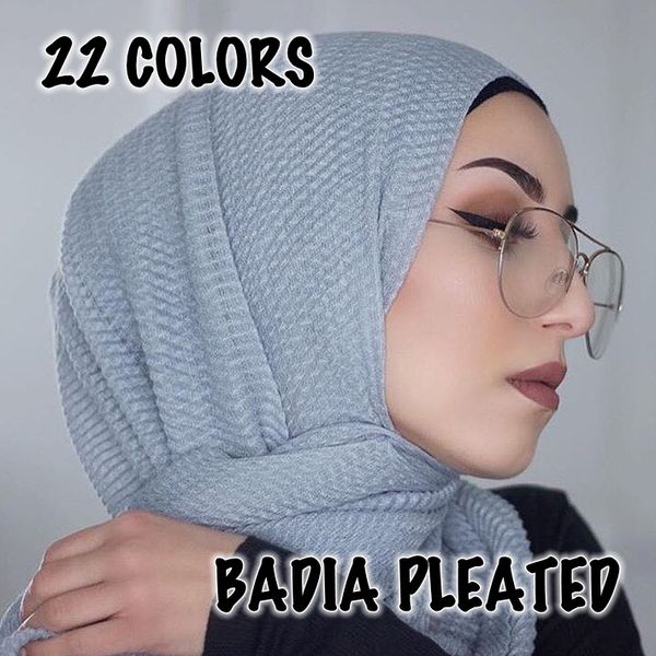 Foulards femmes mode solide strié hijabs écharpe plissée islam châle tête enveloppe doux long musulman froissé viscose plaine hijab 230922