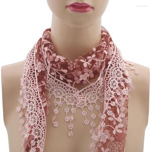 Bufandas para mujer, moda triangular, chal para mujer, bufanda de encaje con flores, chales con borlas para bebé, accesorios para primavera y verano