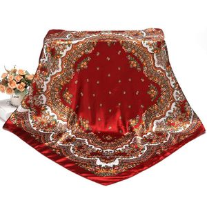 Sjaals vrouwen bloemen patroon bedrukte dames carrière kleding decoratieve wraps moslim hijab 90 90 cm satijnen vierkant porselein zijden sjaal