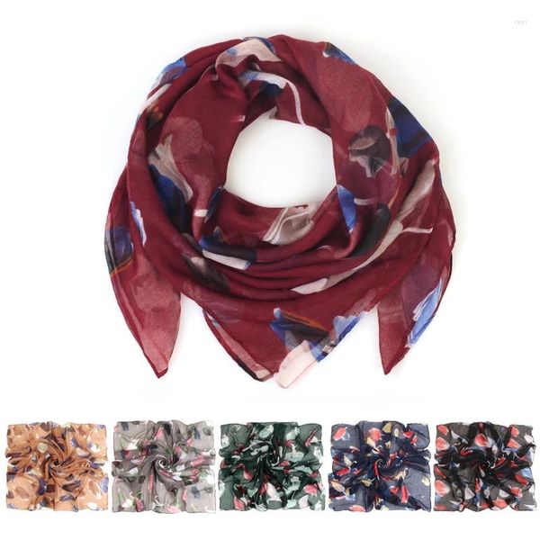 Foulards Femmes Fleurs Imprimer Bandeau Écharpe Carré Dame Mode Musulman Hijab Élégant Foulard Design Châle Wraps Cheveux Bandana