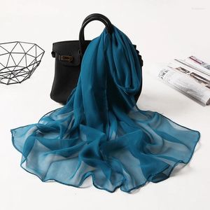 Sjaals Vrouwen Foulard Gradiënt Effen Kleur Chiffon Georgette Sjaal 50 160 Cm Moslim Hijab Bandana Lange Sjaal Zon Bescherming