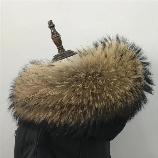 Bufandas mujeres genuinas naturales bufanda de piel de mapache real abrigo de invierno decorar cuello recto chal de lujo sólido mantener caliente grande