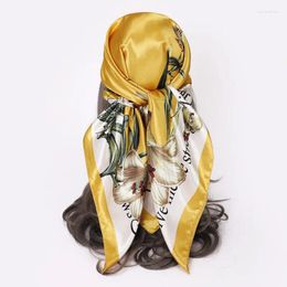 Foulards Femmes Fille Foulard carré Mode Fleur Châle Étole Hijab Faux Soie Foulard Bandeau 35"