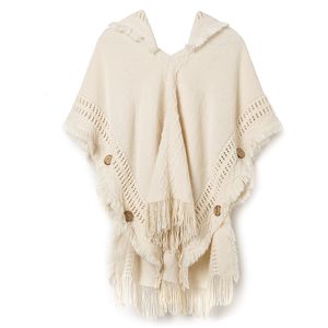 Sjaals Vrouwen Gebreide Cape Sjaal Wrap Mantel Etnische Capuchon Poncho Hoody Jumper Trui Kwasten Drop 230922