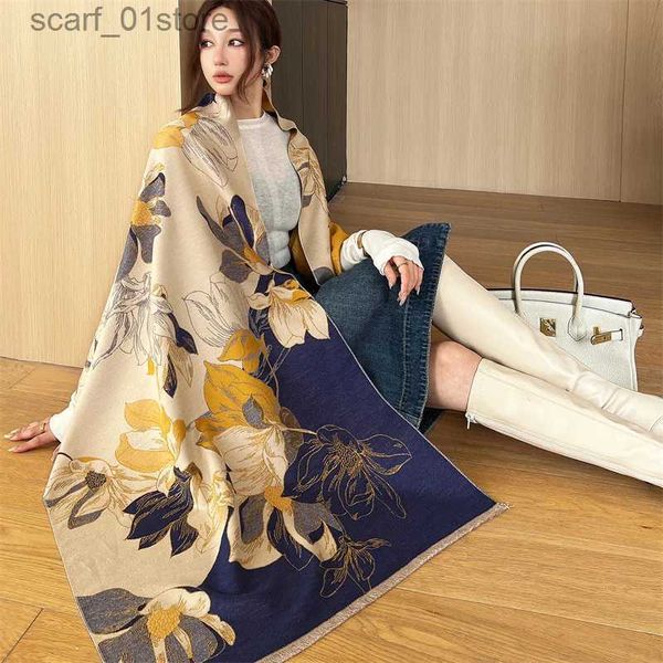 Foulards femmes luxe cachemire épais couverture écharpe décontracté voyage cheval imprimé Pashmina Bufanda hiver Shl Wram Warps Poncho Echarpe 2023L231110