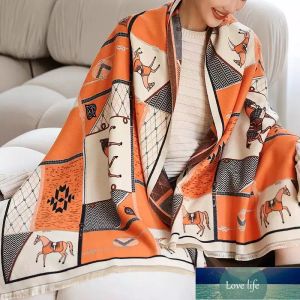 Sjaals vrouwen luxe winter sjaal paard print ontwerp kasjmier pashmina hijab sjaals wraps vrouwelijke dikke warme deken bufanda stoles fabriek prijs expert ontwerp