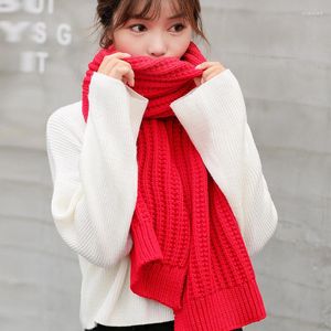 Foulards femmes hommes écharpe coréenne laine étudiante longue épaisse chaud tricot hiver rouge jaune noir blanc gris rose