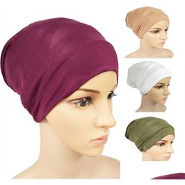 Foulards Femmes Modal Cap Couleur Pure Lady Mode Élasticité Mercerisation Base Caps Musulman Court Hijab 2 82Kc J2 Drop Livraison Dhlr1