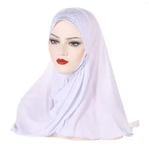 Bufandas Mujeres Musulmanas Hijab Instantánea Bufanda Hijabs Con Rhinestone Indina Headwrap África Estilo Suave Algodón Headwear