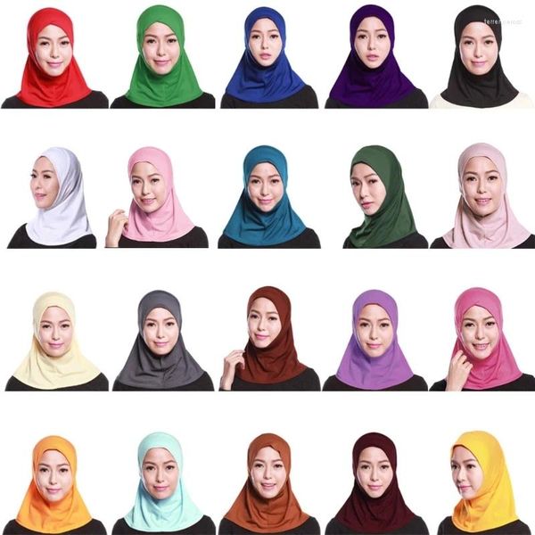 Bufandas Mujeres Musulmanas Turbante Señora Ajustable Hijab Islámico Estiramiento Elástico Para La Cubierta De La Cabeza Color Sólido Algodón Underscarf Headscarf