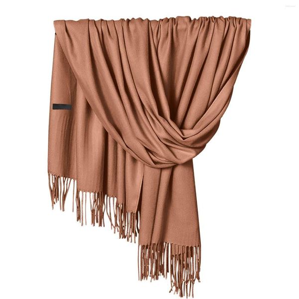 Foulards femmes Pashmina écharpe doux solide plaine châle Wrap mode chaud cou avec franges hommes carnaval coiffure pour hommes