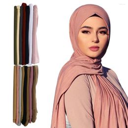 Bufandas Mujeres Llanura Burbuja Gasa Bufanda Hijab Wrap Impreso Color Sólido Chales Diadema Hijabs 10 Colores