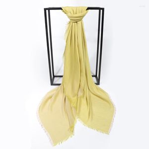 Foulards femmes plaine bulle Voile mousseline de soie écharpe Hijab Wrap couleur unie châles bandeau Femme musulmane Foulard étole gland