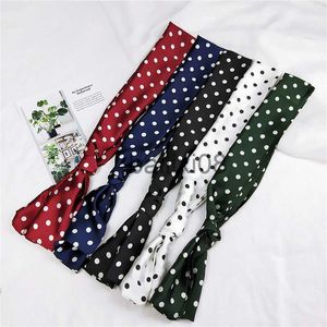 Sjaals Vrouwen Polka Dot Gedrukt Handvat Tas Haar Hoed Femme Business Wear Kleine Lint Stropdas Hoofdband Zakdoek Foulard Smalle sjaal Zijde J230801