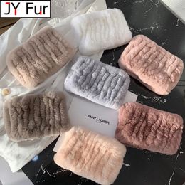 Bufandas Mujeres Piel real Hecho a mano Bufanda de piel elástica Punto Genuino Rex Piel de conejo Diademas Niñas Anillo de piel natural Cowl Snood Bufandas Invierno 231204