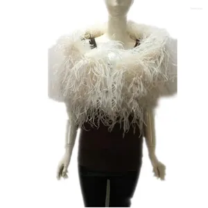 Foulards femmes véritable plume d'autruche fourrure haussement d'épaules châle moelleux enveloppes de mariage de mariée pour la soirée