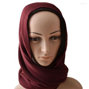 Foulards femmes ondulation rides écharpe coton Viscose plaine musulman bandeau froissé Hijab tête enveloppement châles Ponchos et Capes