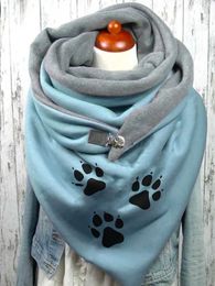 Écharpes et écharpe imprimées en 3D patte de chat bleue pour femmes 231027