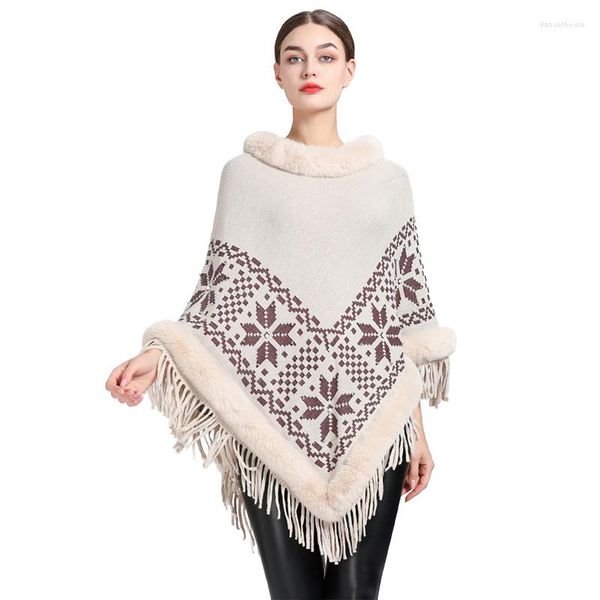 Écharpes femmes cachemire sentir Poncho Lady Rex fausse fourrure pull manteau printemps automne chaud gland cape classique luxe tricoté châle