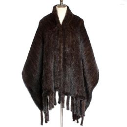 Bufandas Mantones reales de las mujeres Moda de punto Bufanda natural Cape con bolsillo de borla Lady Casual Estilo largo Poncho Wrap