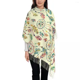 Sjaals Damessjaal met kwastje Boho Dream Catcher Print Lang Superzachte omslagdoek Boheemse dagelijkse kleding Pashmina