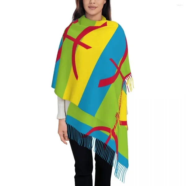 Bufandas Bufanda De Mujer Con Borla Bandera Amazigh Del Norte De África Largo Invierno Otoño Chal Abrigo Ropa Diaria Cachemira