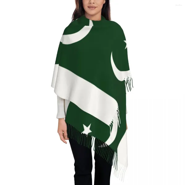 Bufandas Bufanda de mujer con borla Bandera de Pakistán Largo Invierno Cálido Mantón Wrap Regalos Cashmere