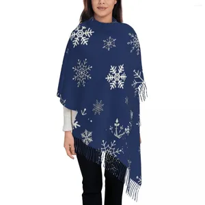 Écharpes Écharpe Femme Avec Gland Flocons De Neige Hiver Noël Grand Châle Chaud Wrap Dessin Animé Neige Noël Usage Quotidien Cachemire