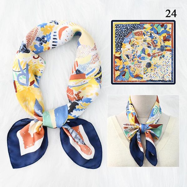 Foulards Foulard en soie pour femmes bandeau carré luxe femme hijab bandanas foulard cheveux ruban châle bureau dame mouchoir