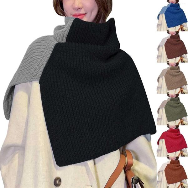 Bufandas para mujer color sólido hendidura cuello alto doble capa cuello polaina bufanda fresca algodón hombres invierno cara cabeza mujer