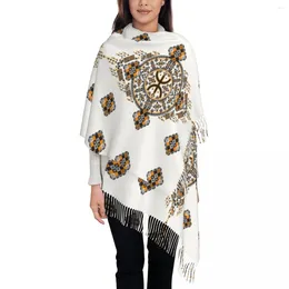 Foulards Écharpe à pompons pour femmes Modèles de Kabyle Amazigh Long Super Doux Châle et enveloppement Vintage Poterie Cadeaux Cachemire