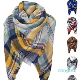 Foulards Femmes Hiver Coloré Plaid Chaud Doux Écharpe Châle Imitation Cheveux Femmes Avec Des Verres À Vin Soie Pour