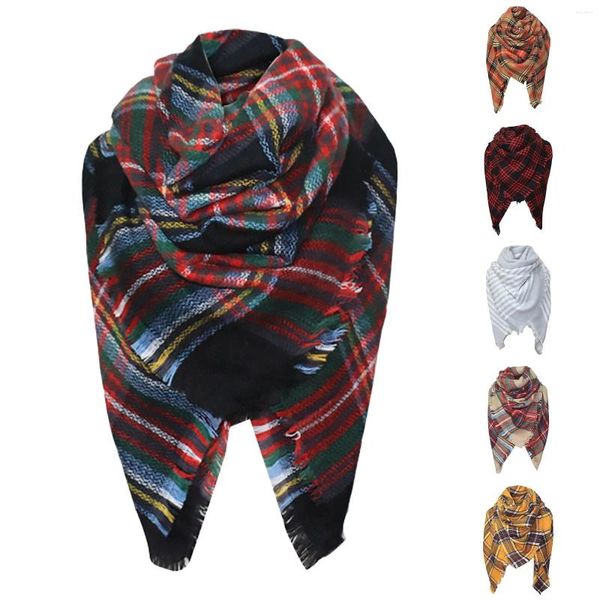 Foulards femmes hiver coloré Plaid chaud doux écharpe châle Imitation écharpes femmes