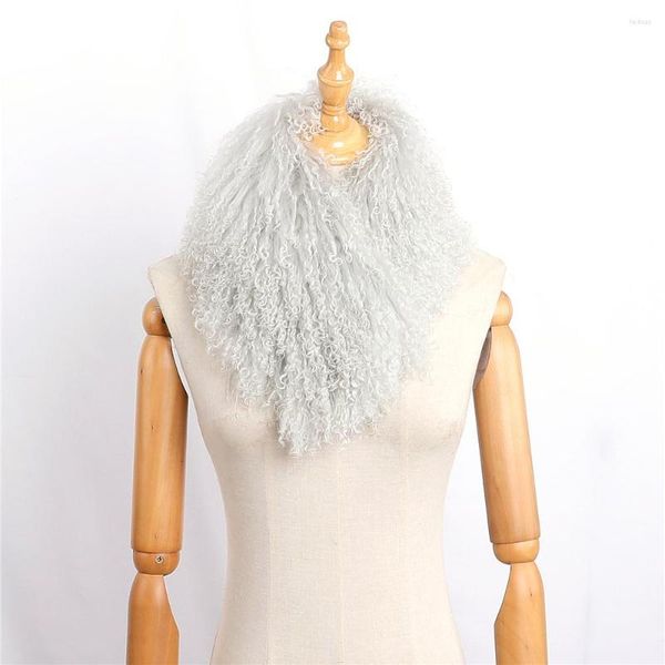 Écharpes d'hiver en laine mongole pour femmes, écharpe d'agneau, mode, enveloppes chaudes, cheveux de mouton bouclés, chauffe-cou fermé par aimant