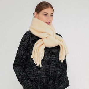 Sjaals Vrouwen Wollen Sjaal Dual Gebruik Koreaanse Versie Winter Effen Kleur Zachte Wasachtige Mohair Bib Verdikte Warme Regen poncho