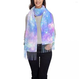 Sjaals Vrouwen Sjaal Kwastje Hoofd Wraps Roze En Blauw Magische Galaxy Star Print Femme Dunne Herfst Lente Winter Bandana