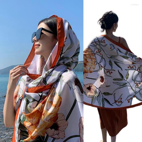 Foulards femmes châle anti-poussière Anti-UV respirant imprimé fleuri Protection solaire mince Style ethnique été voyage Poncho serviette de plage