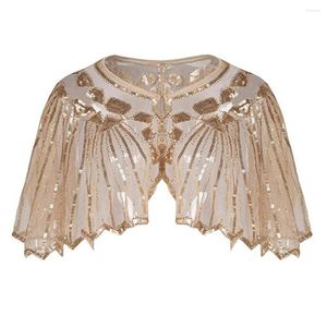 Sjaals dames sjaal flapper borduurfeest high-end pailletten cape vintage mesh sjaal wraps elegante trouwjurk sjaals #t1g