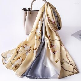 Foulards femmes foulard en soie châles chinois enveloppes imprimer long cou naturel foulard femme 170x53cm