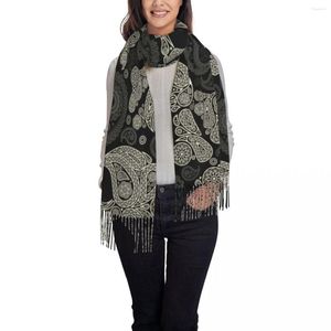 Foulards Femmes Crâne Et Paisley Écharpe Hiver Châles Mince Wrap Dame Gland Chaud Poilu Bufanda