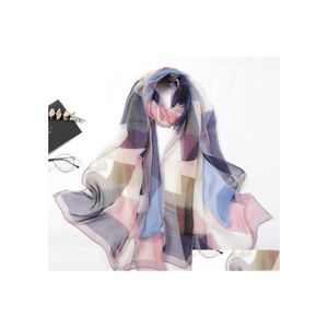 Sjaals vrouwen slik sjaal sunsn imiteerde zijden driehoek geometrie sjaal wraps elegante dunne strand drop levering mode accessoires hoeden dhfwu