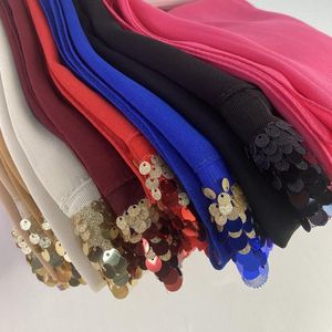 Sjaals vrouwen zachte bubbel chiffon pailletten lange sjaal sjaal mode moslim hijab hoofd wrap glanzende hangende gebreide schouderophalingsstolen