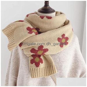 Foulards Femmes Solide Cachemire Foulards Lady Hiver Épaissir Chaud Doux Châles Wraps Rose Noir Femelle Tricoté Laine Longue Goutte Del Dhgarden DH6Bs