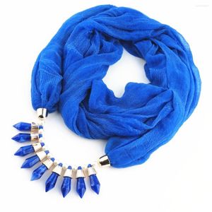 Foulards femmes couleur unie châle pendentif à breloque collier écharpe bijoux Hijabs femme plage voyage paréos accessoires en gros