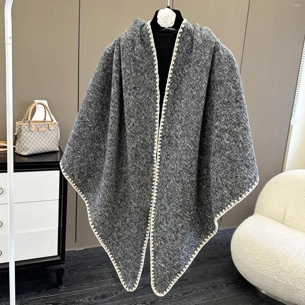 Écharpes femmes Triangle solide bufandas stoles chaude décontractée en cachemire mélange poncho écharpe châle wraps de voyage couverture écharpe