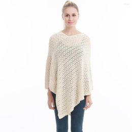 Bufandas de mujer primavera otoño chal señora tejido bidireccional abrigo Color sólido suéter suelto ahueca hacia fuera suéter otoño Poncho venta al por mayor Drop Ship